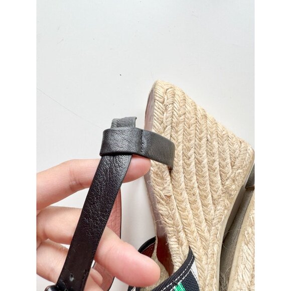 MARC BY MARC JACOBS Striped Grosgrain Leather Espadrille Wedge Sandals, Size 38 - Picture 12 of 15